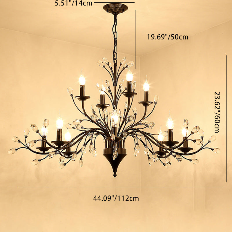 Chandelier traditionnel français en cristal de fer dendritique avec bougie 3/6/9/12 lumières pour salon 