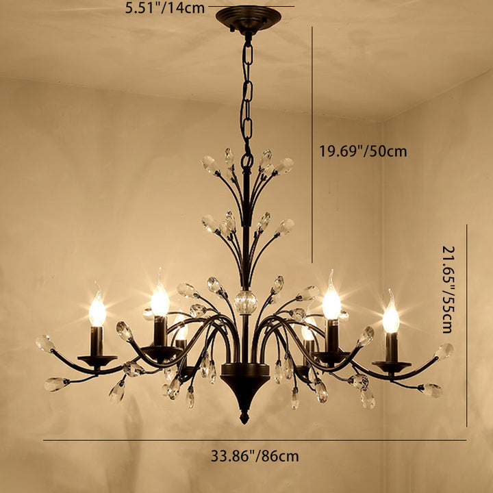 Chandelier traditionnel français en cristal de fer dendritique avec bougie 3/6/9/12 lumières pour salon 