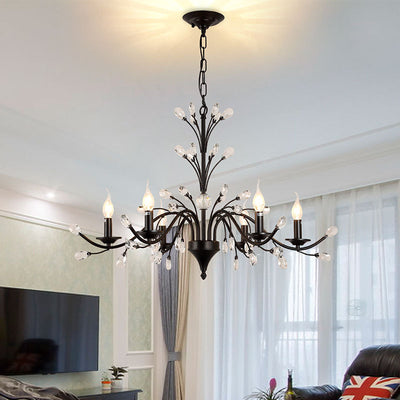 Chandelier traditionnel français en cristal de fer dendritique avec bougie 3/6/9/12 lumières pour salon 
