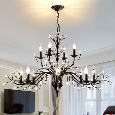 Chandelier traditionnel français en cristal de fer dendritique avec bougie 3/6/9/12 lumières pour salon 