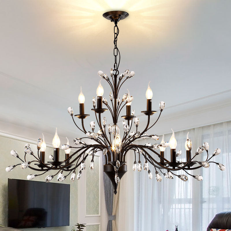 Chandelier traditionnel français en cristal de fer dendritique avec bougie 3/6/9/12 lumières pour salon 