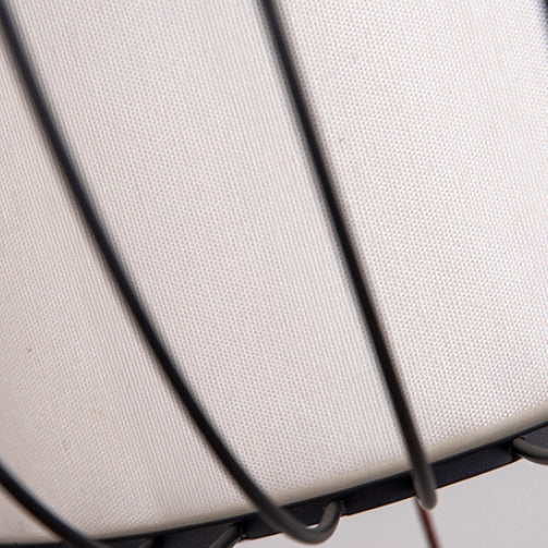 Suspension Luminaire Traditionnel Vintage en Forme de Cage à Oiseaux Ronde Ovale en Métal et Tissu à 1 Lumière pour Salle à Manger 
