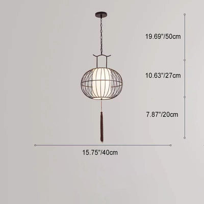 Traditionelle Vintage Vogelkäfig Runde Oval Metall Stoff 1-Licht Pendelleuchte für Esszimmer 