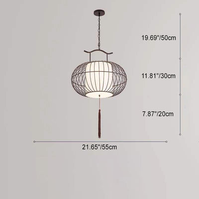 Traditionelle Vintage Vogelkäfig Runde Oval Metall Stoff 1-Licht Pendelleuchte für Esszimmer 