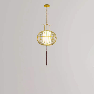 Traditionelle Vintage Vogelkäfig Runde Oval Metall Stoff 1-Licht Pendelleuchte für Esszimmer 