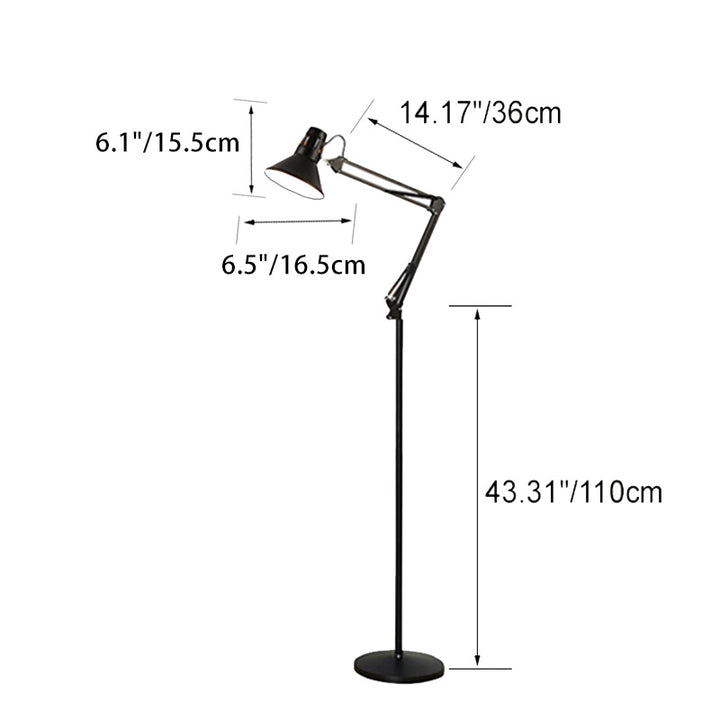 Lampe de sol contemporaine scandinave ronde en fer à 1 lumière avec pivot rétractable pour chambre 