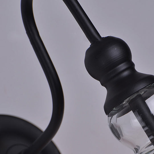 Lampe murale à 1 lumière en forme de cône en fer avec abat-jour en verre pour chambre à coucher 