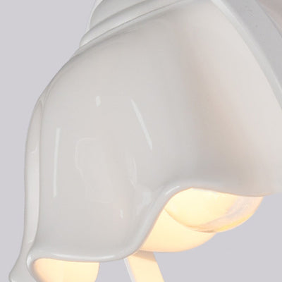 Lámpara de aplique de pared de 1 luz contemporánea creativa en forma de pétalo cilíndrico de hierro, vidrio, cerámica y resina para dormitorio 