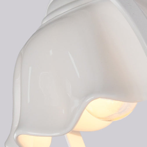 Lámpara de aplique de pared de 1 luz contemporánea creativa en forma de pétalo cilíndrico de hierro, vidrio, cerámica y resina para dormitorio 