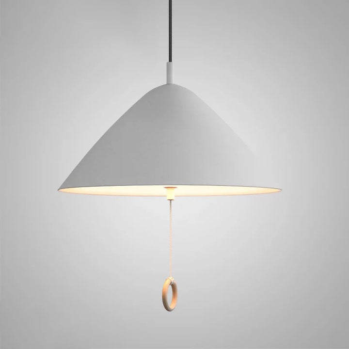 Contemporary Scandinavian Macaron Pull Line Conical Round Aluminum 2/3 Light Pendant Light For Bedroom