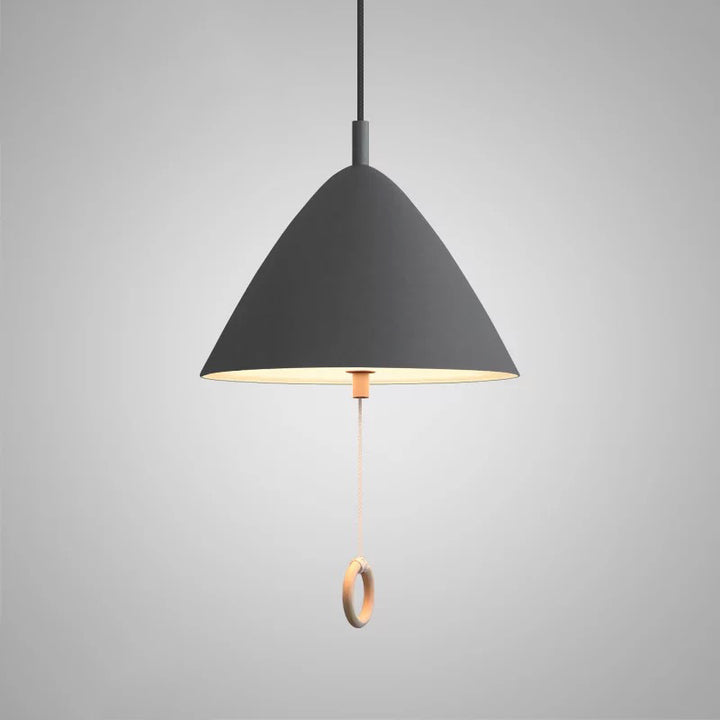 Contemporary Scandinavian Macaron Pull Line Conical Round Aluminum 2/3 Light Pendant Light For Bedroom