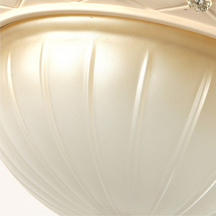 Luz de techo empotrada para dormitorio con cúpula redonda francesa tradicional de resina y vidrio de 2/3 luces 