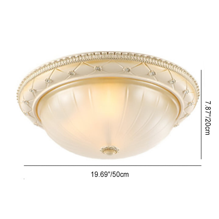 Luz de techo empotrada para dormitorio con cúpula redonda francesa tradicional de resina y vidrio de 2/3 luces 