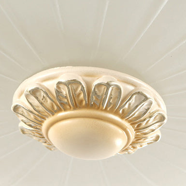 Luz de techo empotrada para dormitorio con cúpula redonda francesa tradicional de resina y vidrio de 2/3 luces 