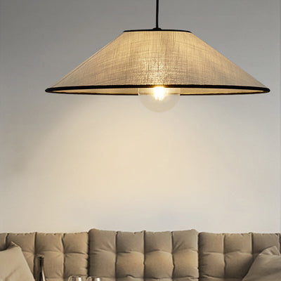 Suspension lumineuse à 1 ampoule en tissu prismatique rond traditionnel japonais pour chambre 