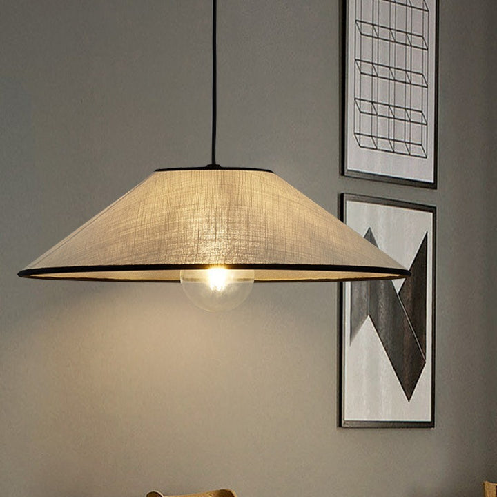 Suspension lumineuse à 1 ampoule en tissu prismatique rond traditionnel japonais pour chambre 