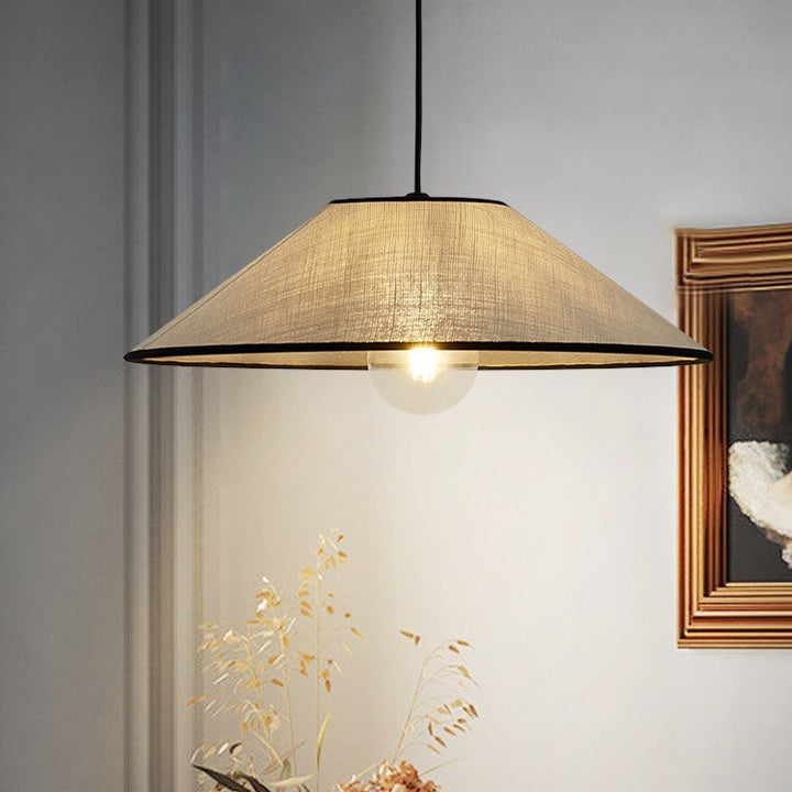 Suspension lumineuse à 1 ampoule en tissu prismatique rond traditionnel japonais pour chambre 