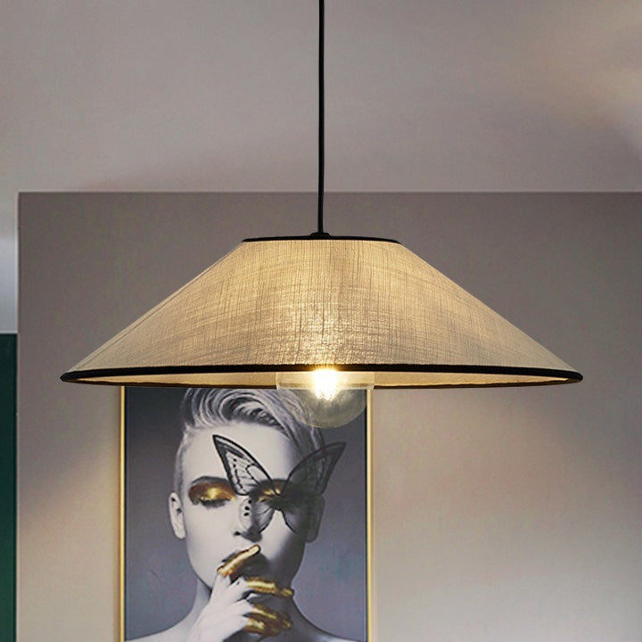 Suspension lumineuse à 1 ampoule en tissu prismatique rond traditionnel japonais pour chambre 
