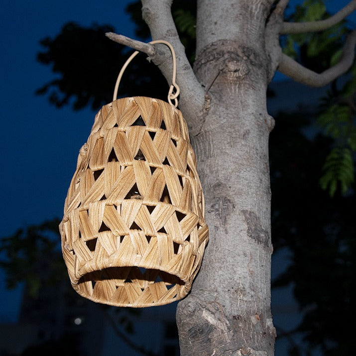 Lanterne en rotin étanche solaire créative contemporaine cylindrique ABS matériel LED lumière extérieure pour jardin 