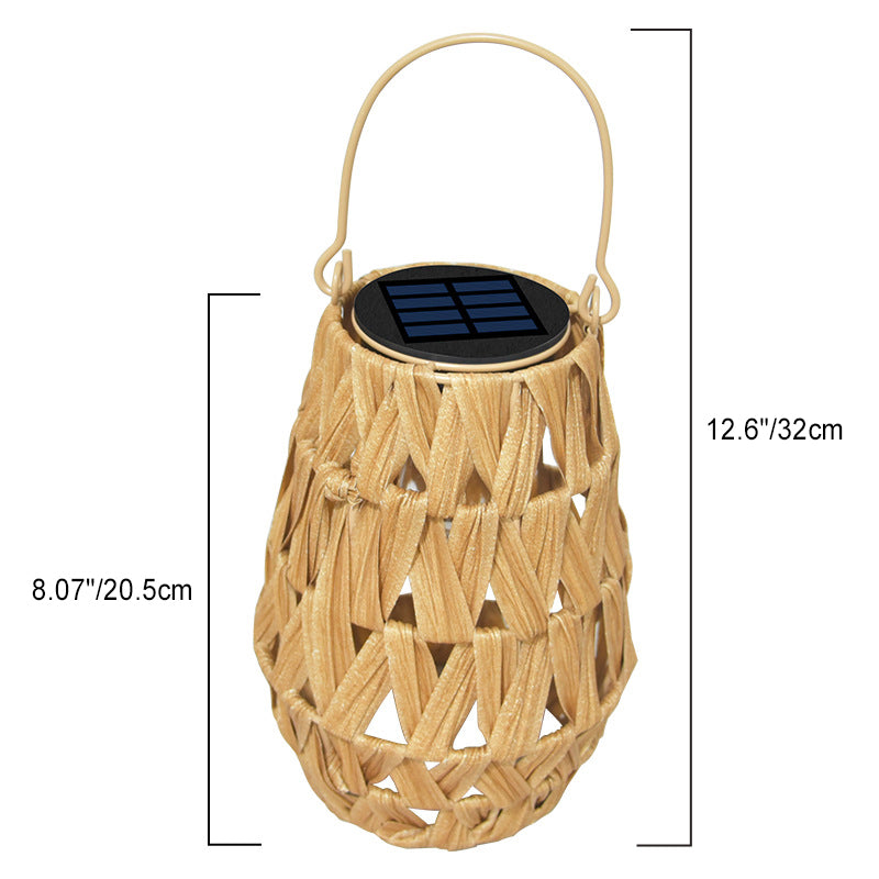 Lanterne en rotin étanche solaire créative contemporaine cylindrique ABS matériel LED lumière extérieure pour jardin 