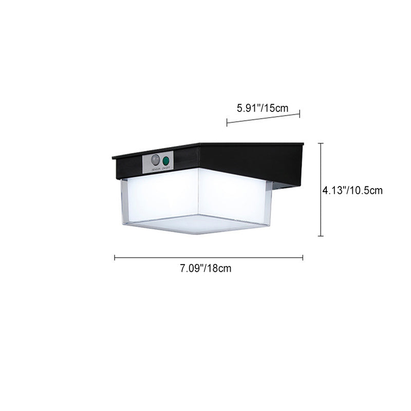 ضوء خارجي LED مقاوم للماء يعمل بالطاقة الشمسية بتصميم حديث بسيط مصنوع من الأكريليك ABS بشكل دائري مربع للحديقة 