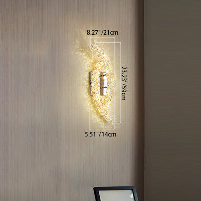 Modern Luxury Double Arc Stainless Steel Crystal LED Wall Sconce Lamp For Bedroom