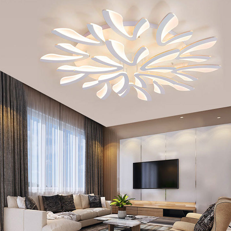 Contemporary Scandinavian Dandelion Dome Hardware Acrylic LED Flush Mount Ceiling Light For Bedroom