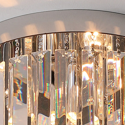 Lustre encastré moderne rond carré en acier inoxydable avec cristal 2/4 lumières pour chambre à coucher 