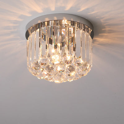 Lustre encastré moderne rond carré en acier inoxydable avec cristal 2/4 lumières pour chambre à coucher 