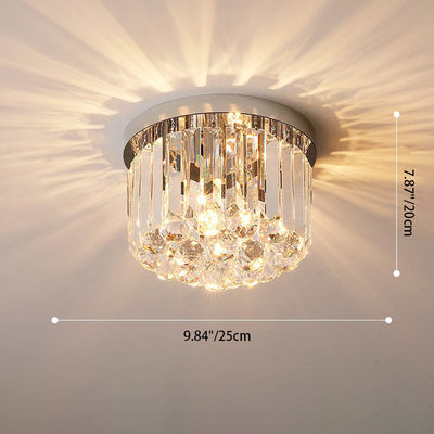 Lustre encastré moderne rond carré en acier inoxydable avec cristal 2/4 lumières pour chambre à coucher 