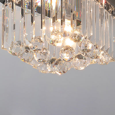 Lustre encastré moderne rond carré en acier inoxydable avec cristal 2/4 lumières pour chambre à coucher 