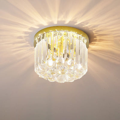 Lustre encastré moderne rond carré en acier inoxydable avec cristal 2/4 lumières pour chambre à coucher 