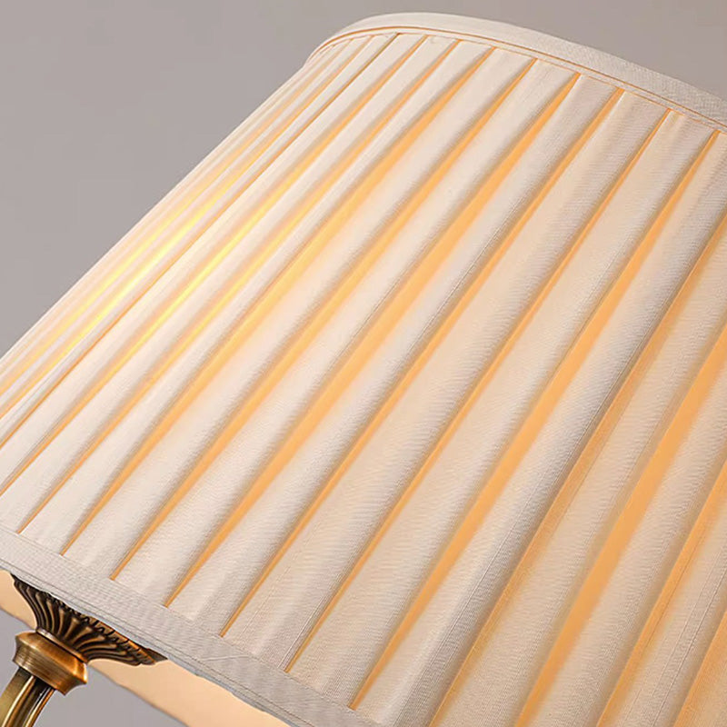Traditional Vintage Round Cylindrical Copper Fabric 3-Light Pendant Light For Bedroom
