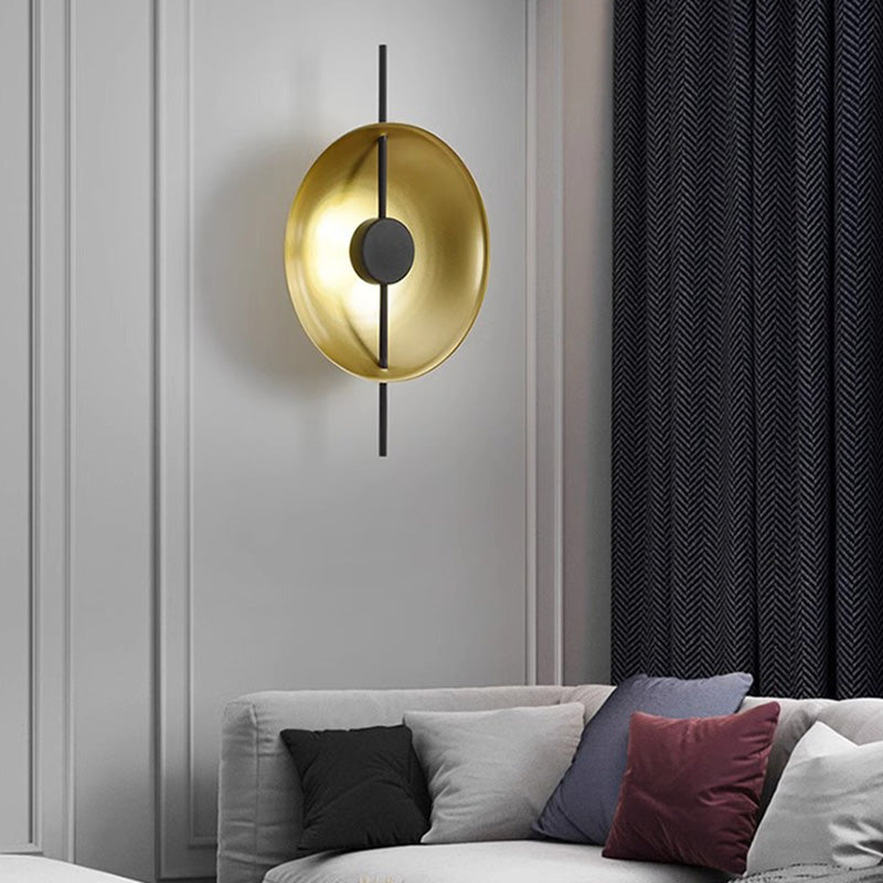 Contemporary Creative Flying Saucer Round Hardware LED Wall Sconce Lamp For Bedroom