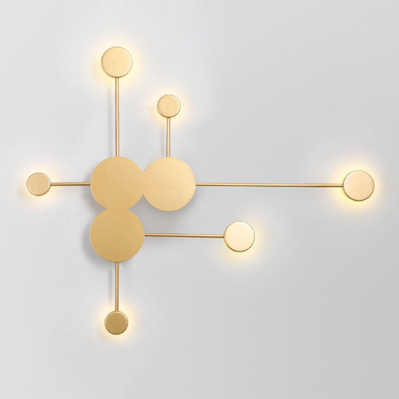 Applique murale LED en fer acrylique ronde créative contemporaine pour chambre à coucher 