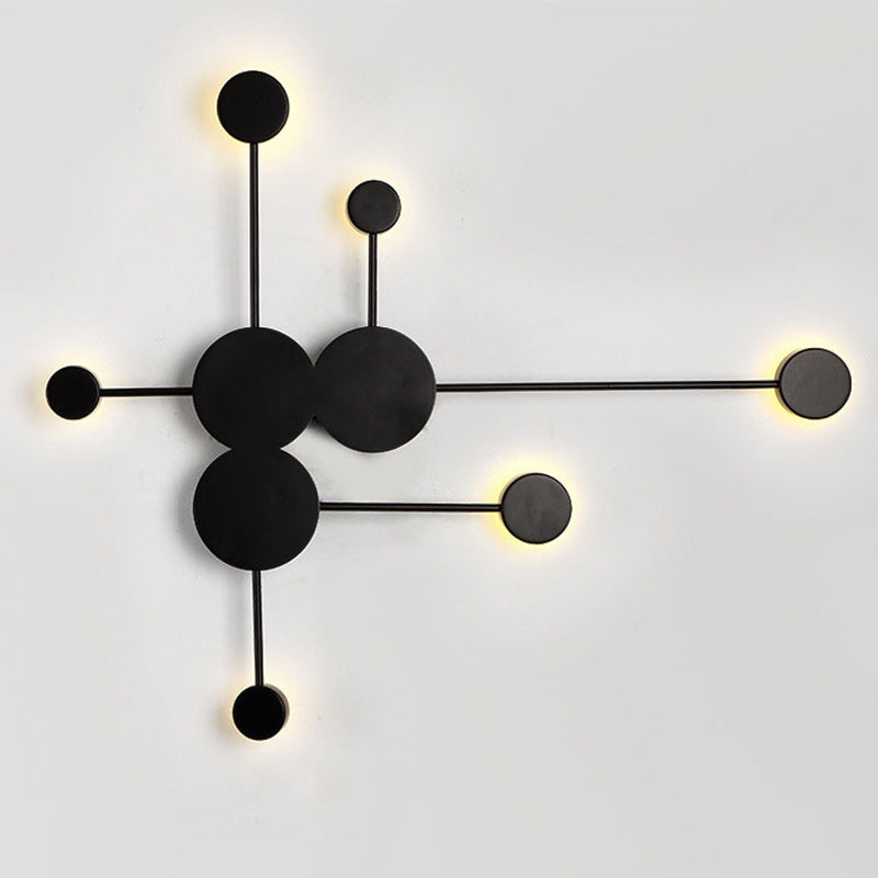 Applique murale LED en fer acrylique ronde créative contemporaine pour chambre à coucher 