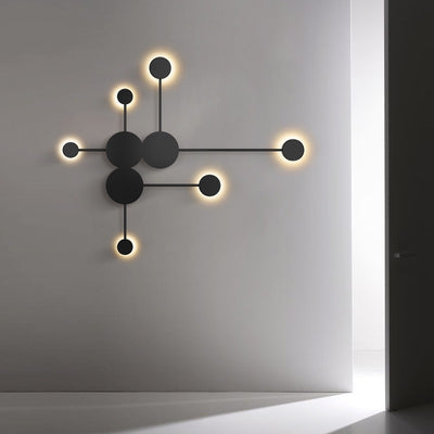Applique murale LED en fer acrylique ronde créative contemporaine pour chambre à coucher 