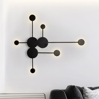 Applique murale LED en fer acrylique ronde créative contemporaine pour chambre à coucher 