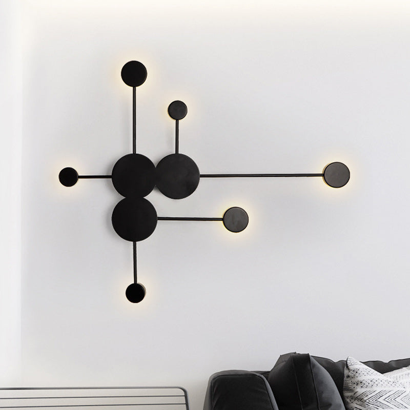 Applique murale LED en fer acrylique ronde créative contemporaine pour chambre à coucher 