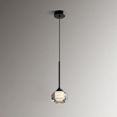 Zeitgenössische skandinavische runde Kugel-Kupferglas-LED-Pendelleuchte für Schlafzimmer 