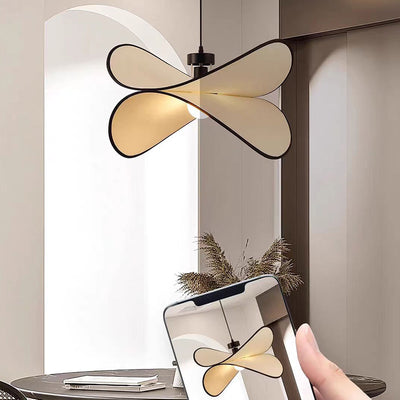 Lámpara colgante de 1 luz de tela de hierro curvado con forma de chip de patata creativa contemporánea para dormitorio 