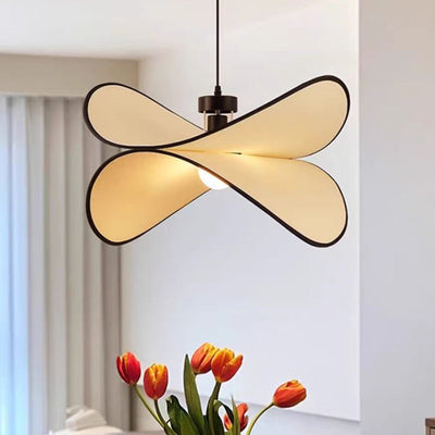 Lámpara colgante de 1 luz de tela de hierro curvado con forma de chip de patata creativa contemporánea para dormitorio 