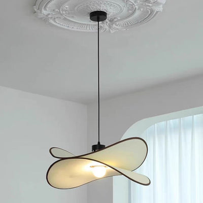 Lámpara colgante de 1 luz de tela de hierro curvado con forma de chip de patata creativa contemporánea para dormitorio 