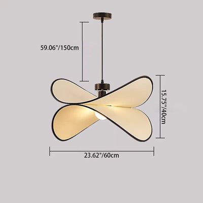 Lámpara colgante de 1 luz de tela de hierro curvado con forma de chip de patata creativa contemporánea para dormitorio 