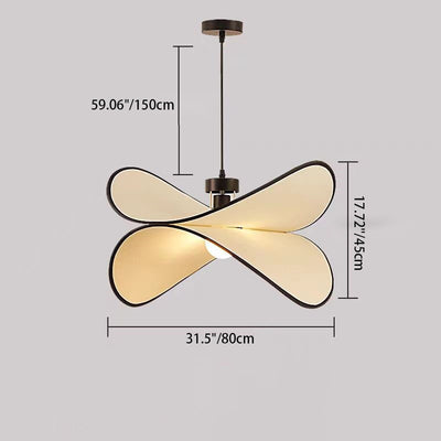 Lámpara colgante de 1 luz de tela de hierro curvado con forma de chip de patata creativa contemporánea para dormitorio 