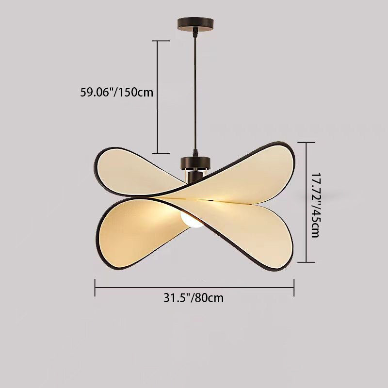 Lámpara colgante de 1 luz de tela de hierro curvado con forma de chip de patata creativa contemporánea para dormitorio 