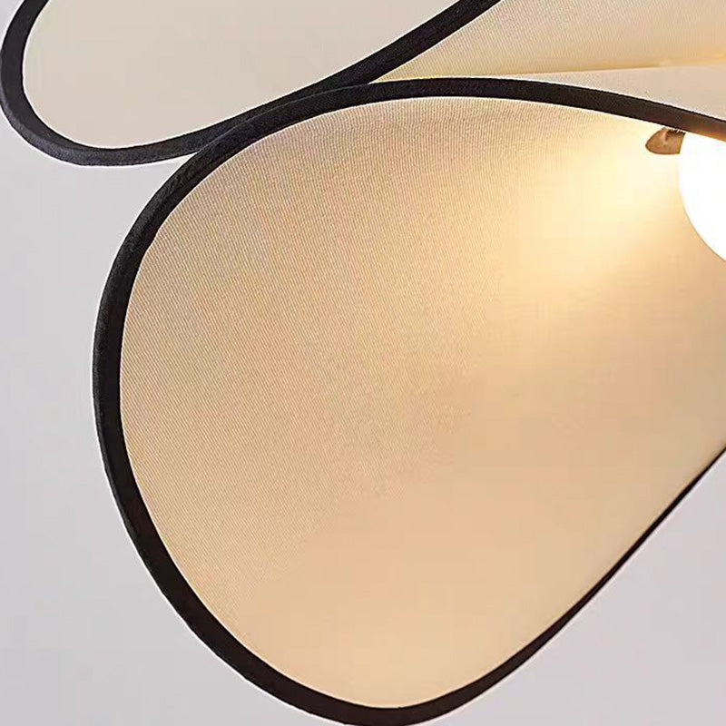 Lámpara colgante de 1 luz de tela de hierro curvado con forma de chip de patata creativa contemporánea para dormitorio 