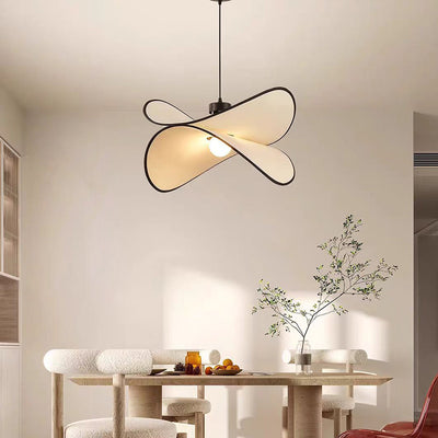 Lámpara colgante de 1 luz de tela de hierro curvado con forma de chip de patata creativa contemporánea para dormitorio 