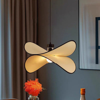 Lámpara colgante de 1 luz de tela de hierro curvado con forma de chip de patata creativa contemporánea para dormitorio 