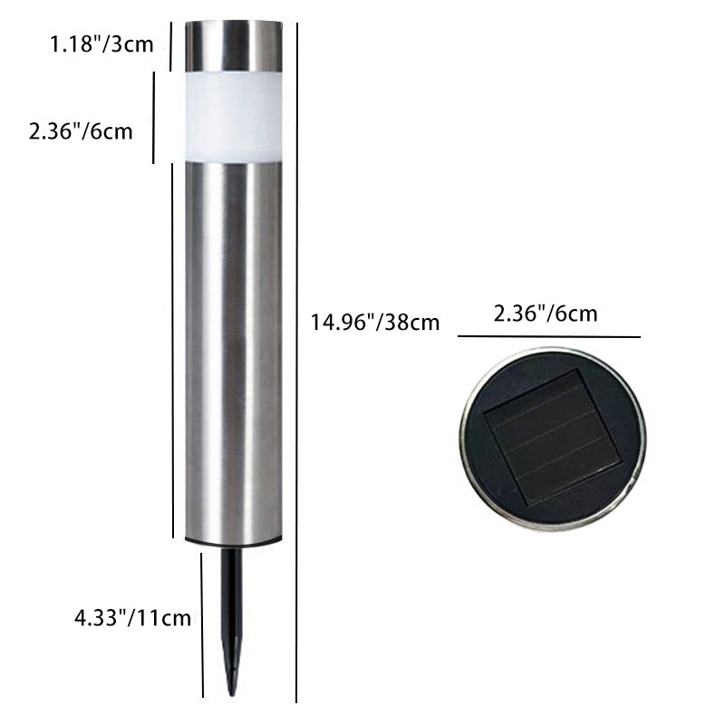 Lumière extérieure LED en acier inoxydable ABS cylindrique ronde solaire minimaliste moderne pour jardin 